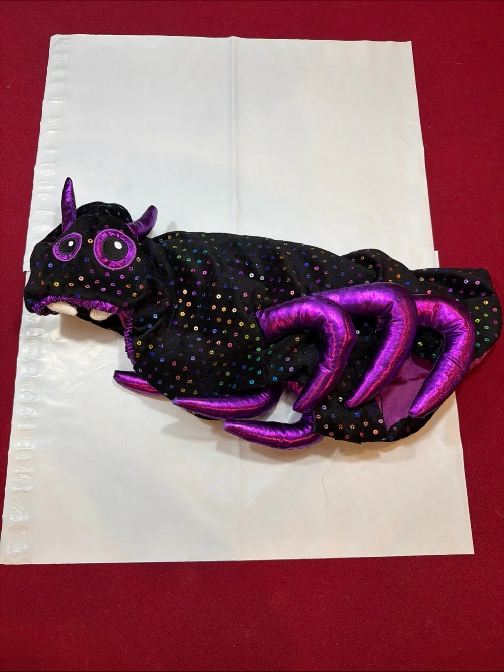 SPIDER XL DOG Halloween Costume Tarantula Black Shiny Purple funny Sequins Fun